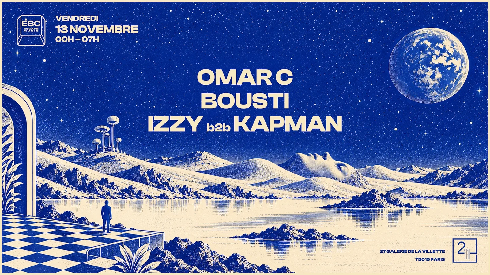 Escape Music invite Omar C, Bousti, Izzy b2b Kapman