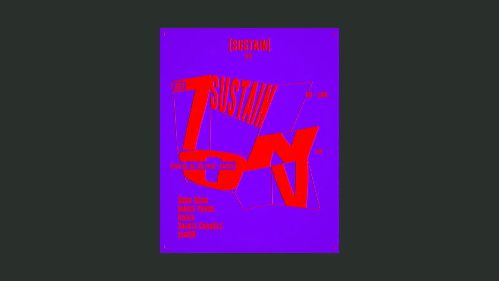 Sustain #2 : Marie Prude + Rivka + Sainte Chanele & more